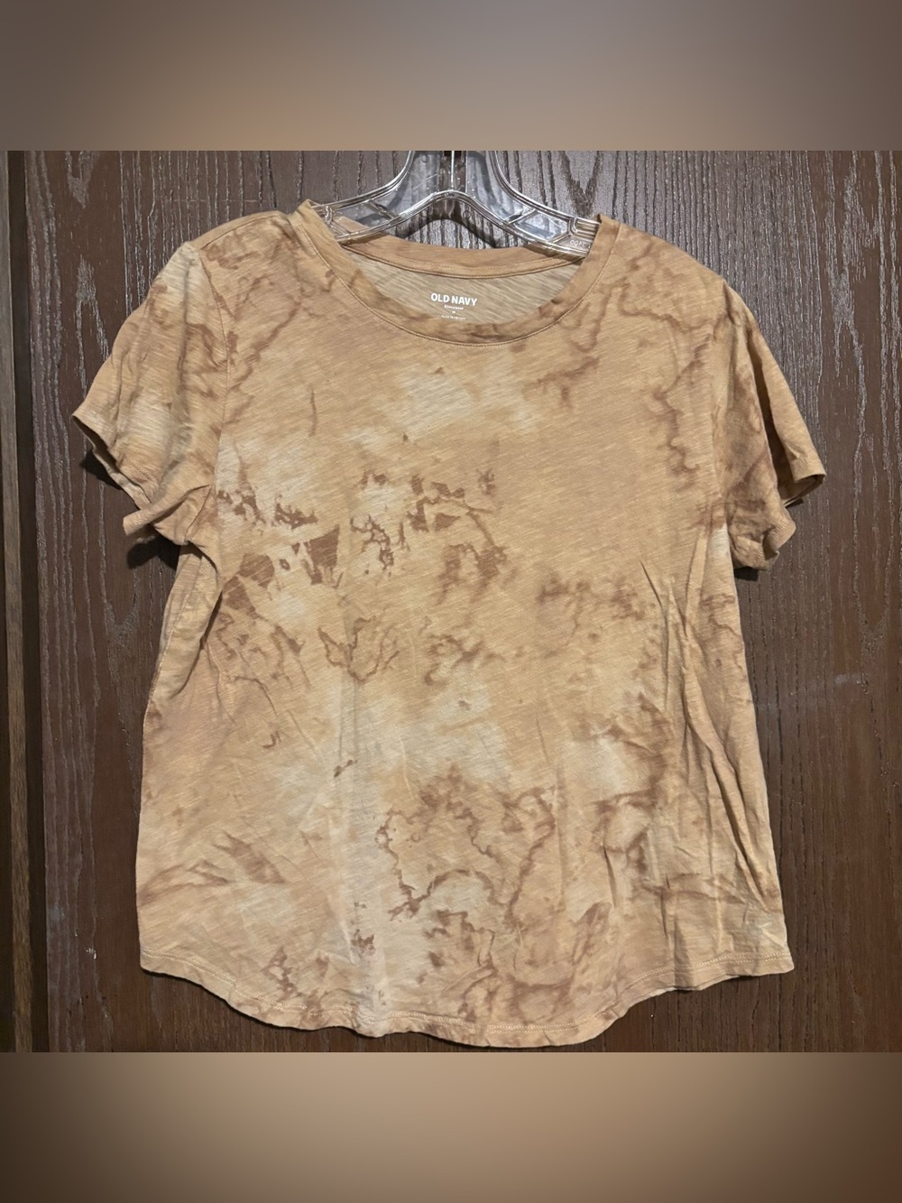 Old Navy Brown Tan Marble-Effect Short Sleeve Tee